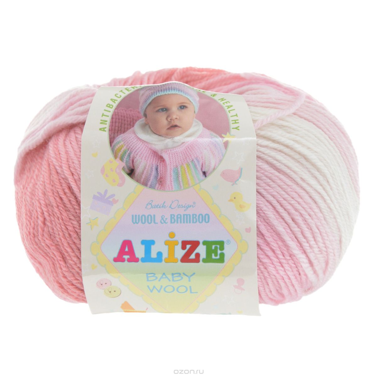 Baby Wool Batik 3565 бело-розовый