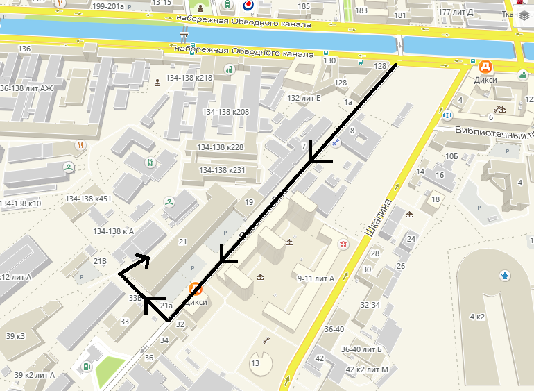 Карта въезда на территорию с улицы Розенштейна